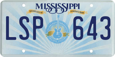 MS license plate LSP643