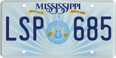 MS license plate LSP685