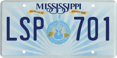 MS license plate LSP701