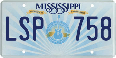 MS license plate LSP758