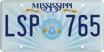 MS license plate LSP765