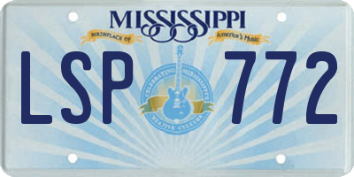 MS license plate LSP772