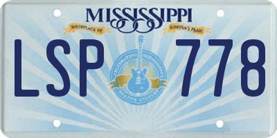 MS license plate LSP778