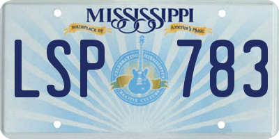 MS license plate LSP783