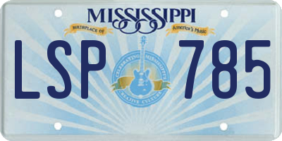 MS license plate LSP785