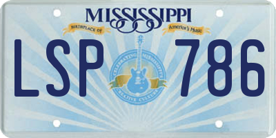 MS license plate LSP786