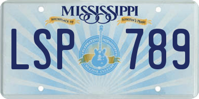 MS license plate LSP789