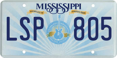 MS license plate LSP805