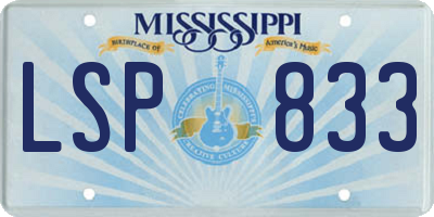 MS license plate LSP833