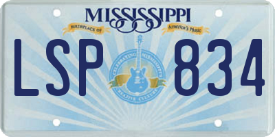 MS license plate LSP834