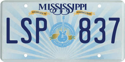 MS license plate LSP837