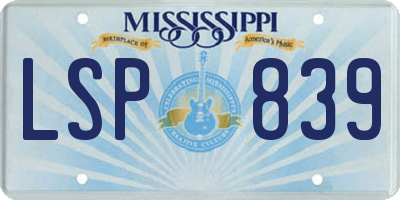 MS license plate LSP839