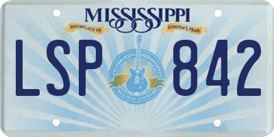 MS license plate LSP842