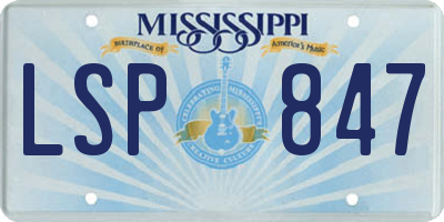 MS license plate LSP847