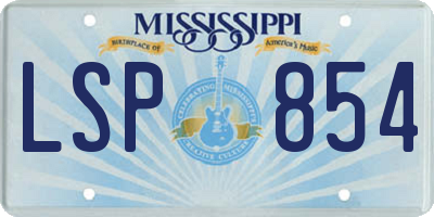 MS license plate LSP854