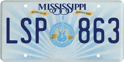 MS license plate LSP863