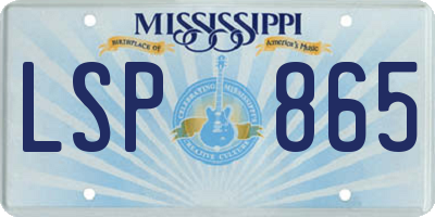 MS license plate LSP865