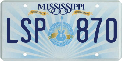 MS license plate LSP870