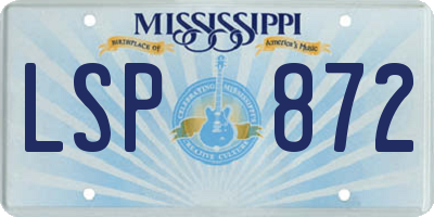MS license plate LSP872