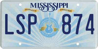 MS license plate LSP874