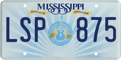 MS license plate LSP875