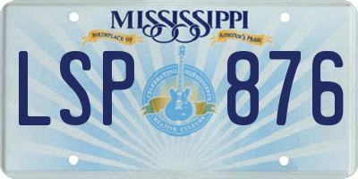 MS license plate LSP876