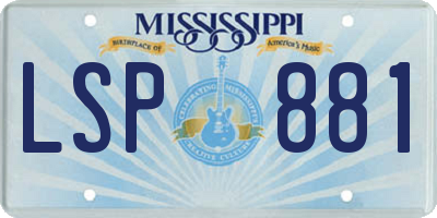 MS license plate LSP881