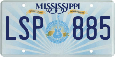 MS license plate LSP885