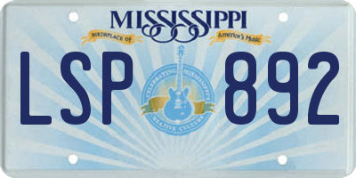 MS license plate LSP892