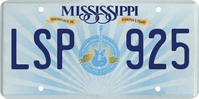 MS license plate LSP925