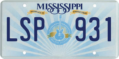 MS license plate LSP931