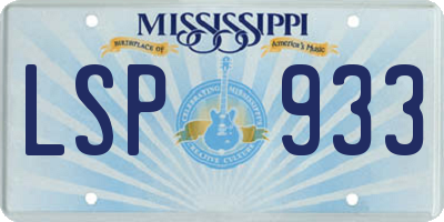MS license plate LSP933