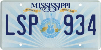MS license plate LSP934