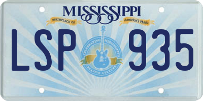 MS license plate LSP935