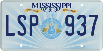 MS license plate LSP937