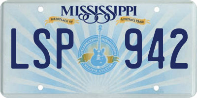 MS license plate LSP942