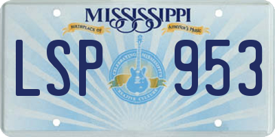 MS license plate LSP953