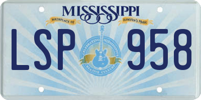 MS license plate LSP958