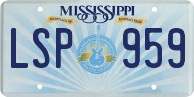 MS license plate LSP959