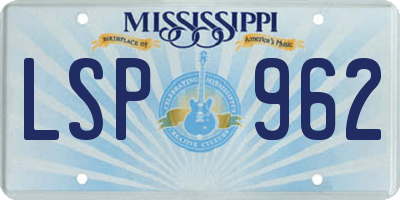 MS license plate LSP962