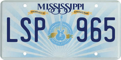 MS license plate LSP965