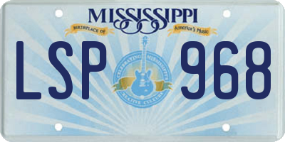 MS license plate LSP968