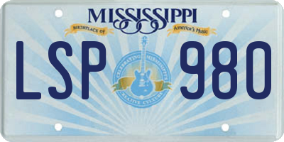 MS license plate LSP980