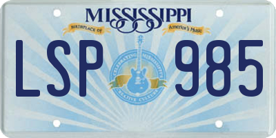 MS license plate LSP985