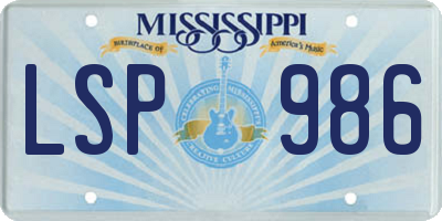 MS license plate LSP986