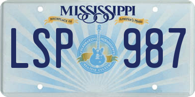 MS license plate LSP987