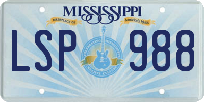 MS license plate LSP988