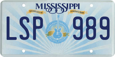 MS license plate LSP989