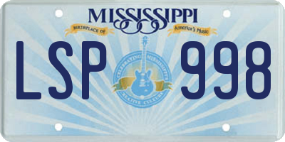 MS license plate LSP998