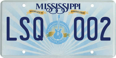 MS license plate LSQ002